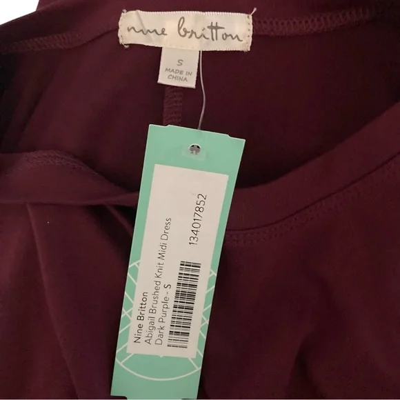 Nine Britton Abigail Brushed Knit Midi Dress Womens Size S Dark Purple - Picture 12 of 14